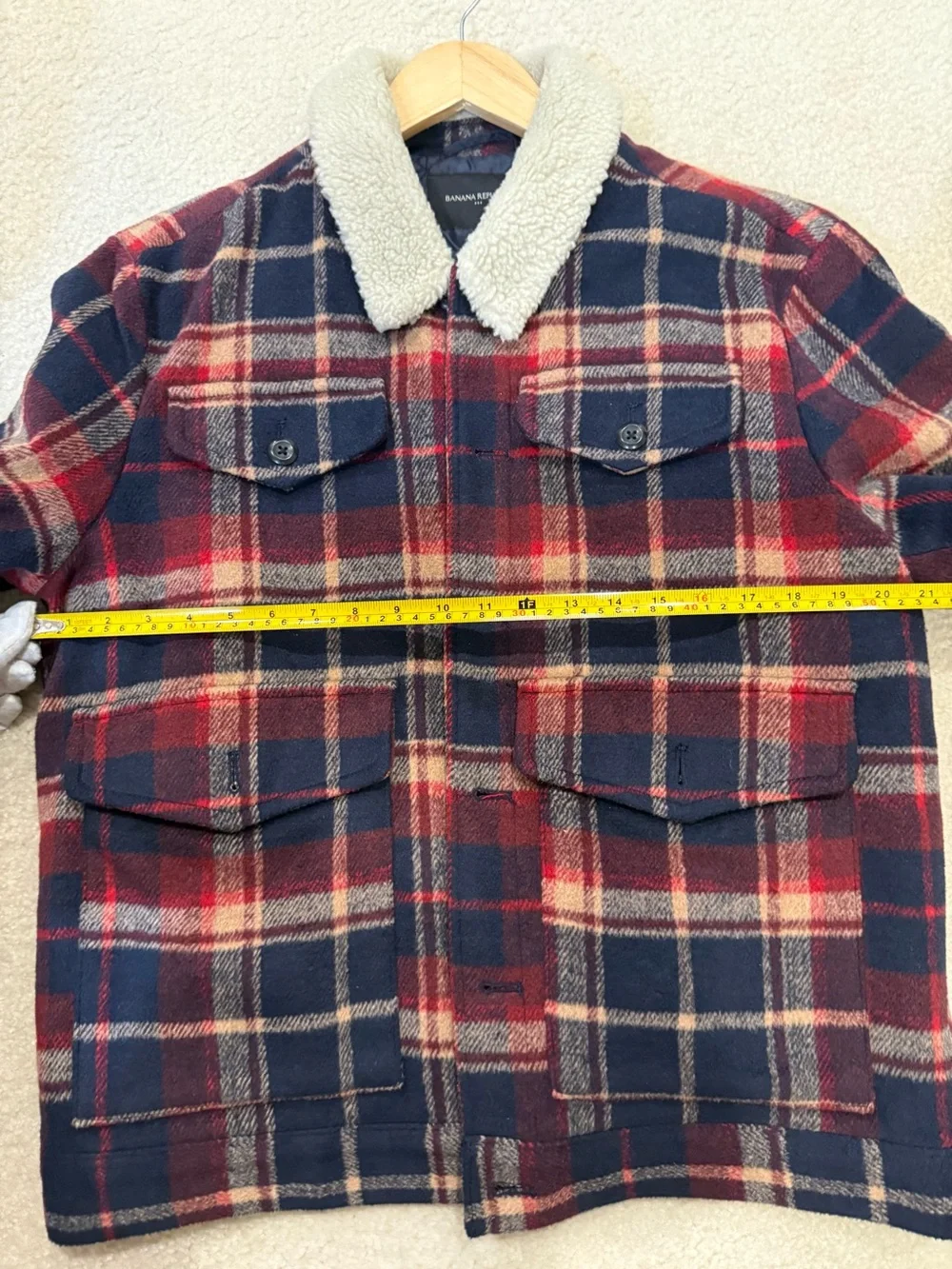 Banana Republic Plaid Wool Blend Sherpa Collar Jacket Men’s Medium